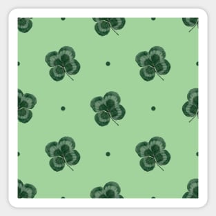 Lucky four leaf clover shamrock print on green Sticker